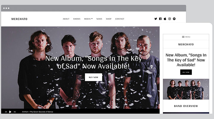 AudioTheme's Merchato is an all-in-one WordPress music store